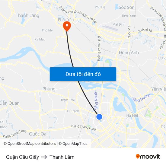 Quận Cầu Giấy to Thanh Lâm map