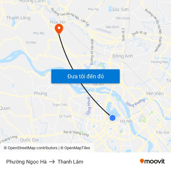 Phường Ngọc Hà to Thanh Lâm map