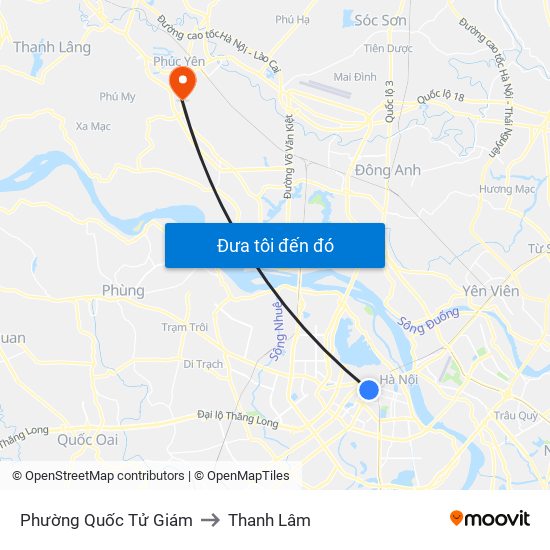 Phường Quốc Tử Giám to Thanh Lâm map