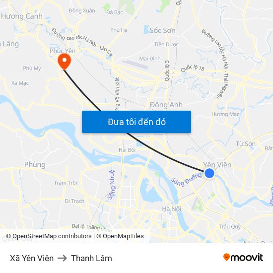 Xã Yên Viên to Thanh Lâm map