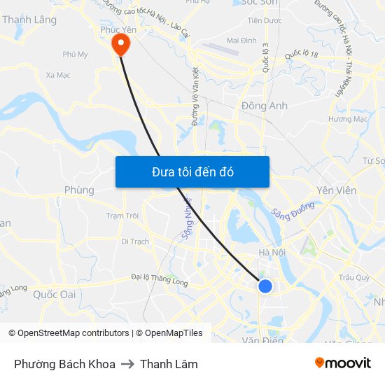 Phường Bách Khoa to Thanh Lâm map