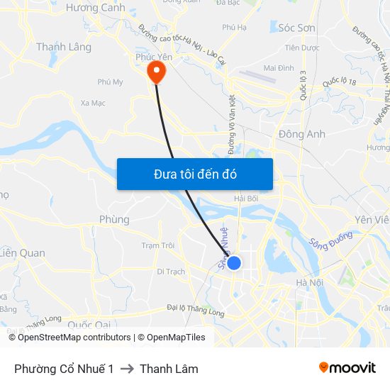 Phường Cổ Nhuế 1 to Thanh Lâm map