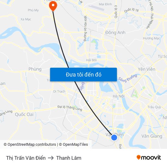 Thị Trấn Văn Điển to Thanh Lâm map