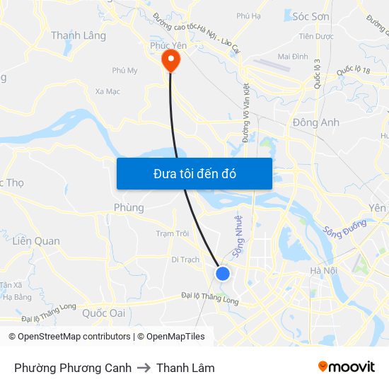 Phường Phương Canh to Thanh Lâm map