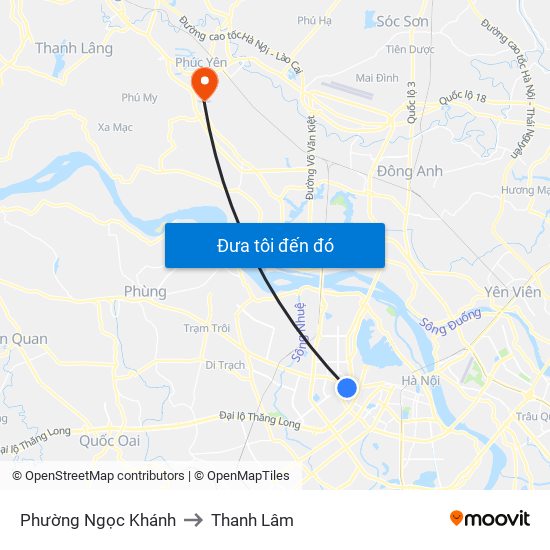 Phường Ngọc Khánh to Thanh Lâm map