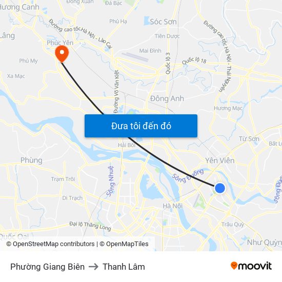 Phường Giang Biên to Thanh Lâm map