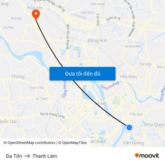 Đa Tốn to Thanh Lâm map