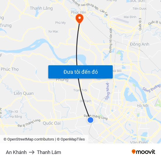 An Khánh to Thanh Lâm map