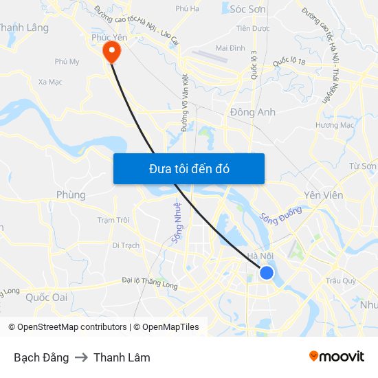 Bạch Đằng to Thanh Lâm map
