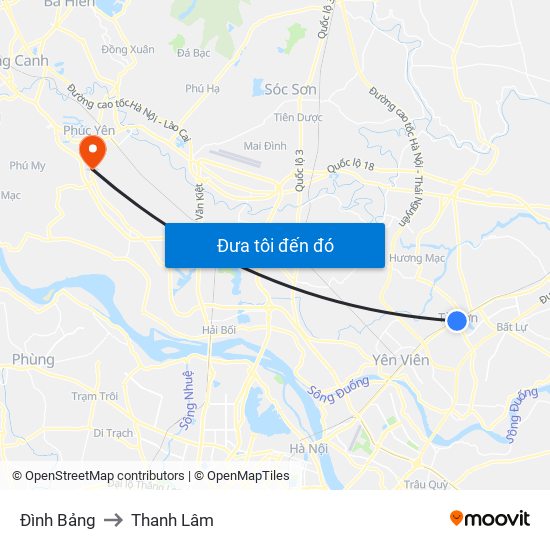 Đình Bảng to Thanh Lâm map