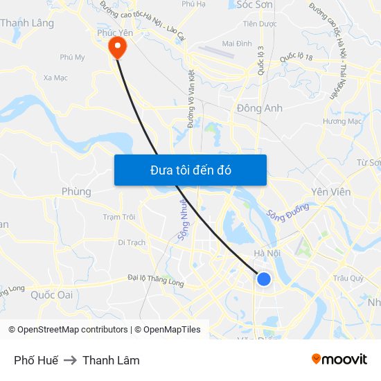 Phố Huế to Thanh Lâm map