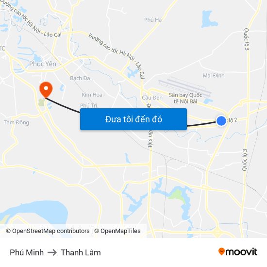 Phú Minh to Thanh Lâm map