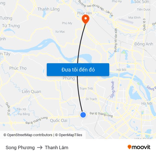 Song Phương to Thanh Lâm map