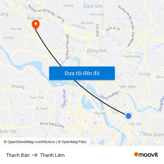 Thạch Bàn to Thanh Lâm map