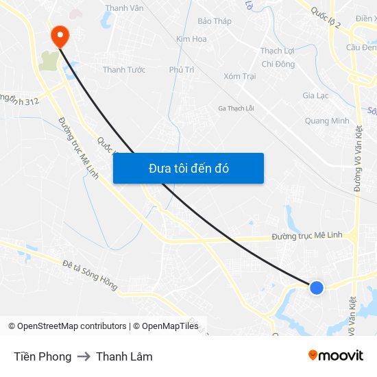 Tiền Phong to Thanh Lâm map