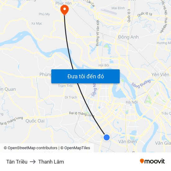 Tân Triều to Thanh Lâm map