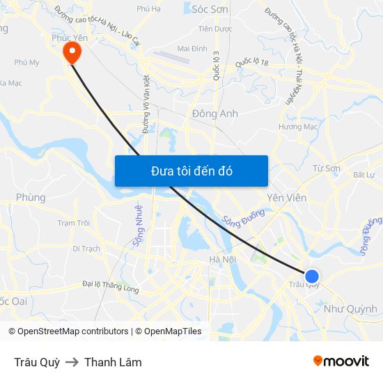 Trâu Quỳ to Thanh Lâm map