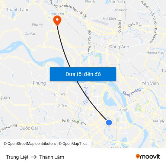 Trung Liệt to Thanh Lâm map
