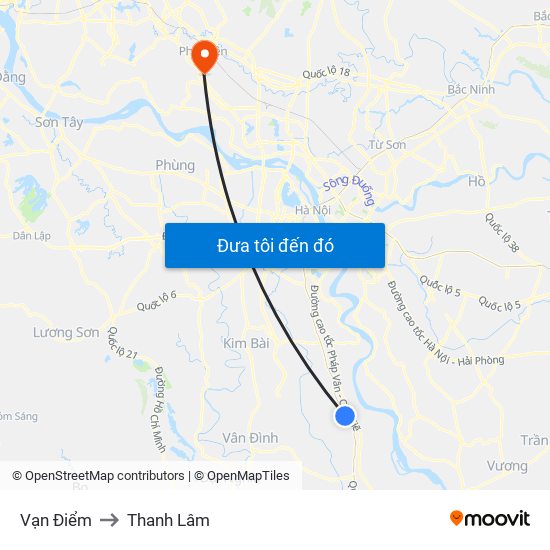 Vạn Điểm to Thanh Lâm map