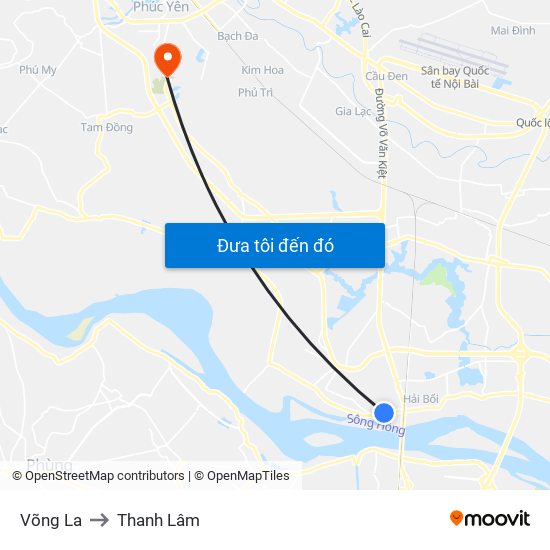 Võng La to Thanh Lâm map