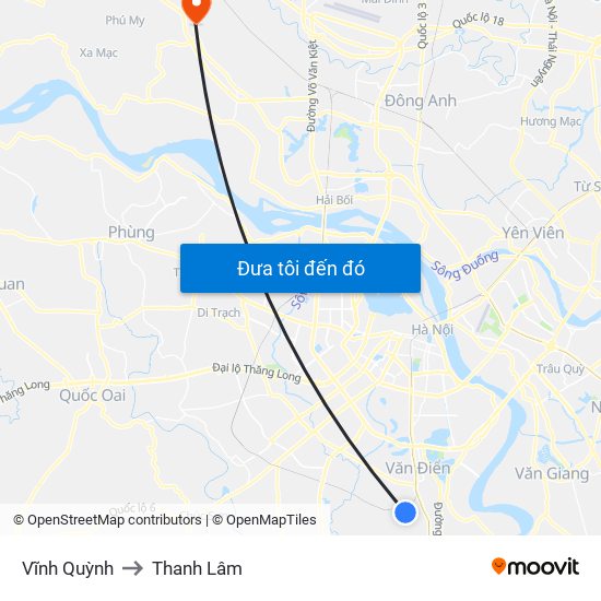 Vĩnh Quỳnh to Thanh Lâm map