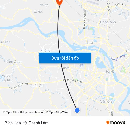 Bích Hòa to Thanh Lâm map