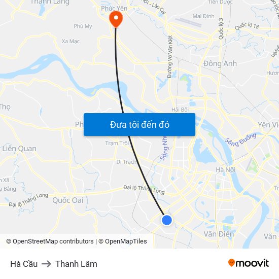 Hà Cầu to Thanh Lâm map