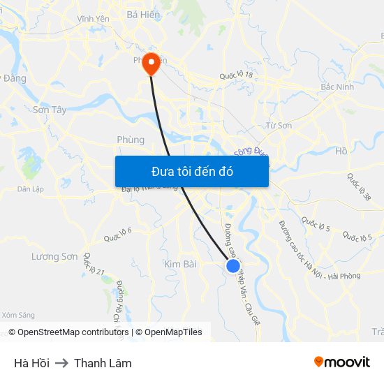 Hà Hồi to Thanh Lâm map