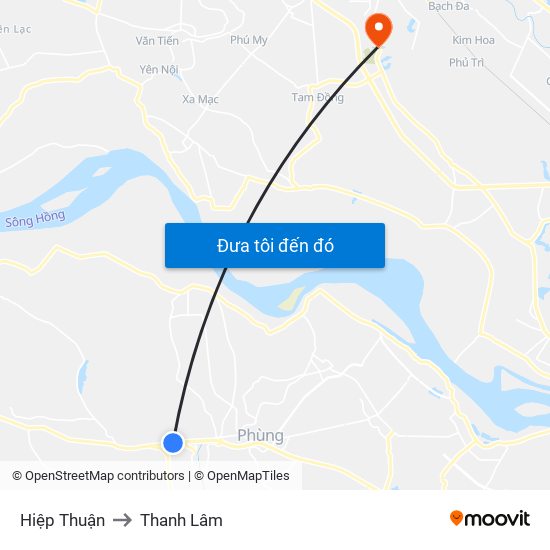 Hiệp Thuận to Thanh Lâm map