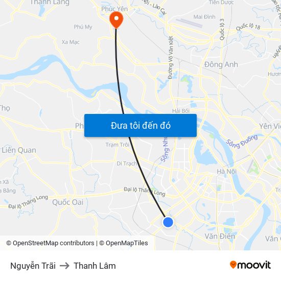 Nguyễn Trãi to Thanh Lâm map