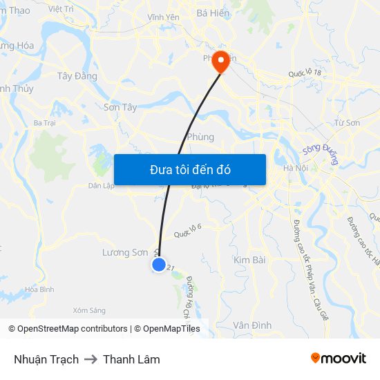 Nhuận Trạch to Thanh Lâm map
