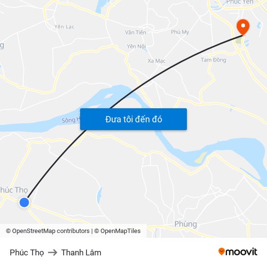 Phúc Thọ to Thanh Lâm map