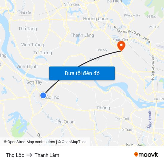 Thọ Lộc to Thanh Lâm map