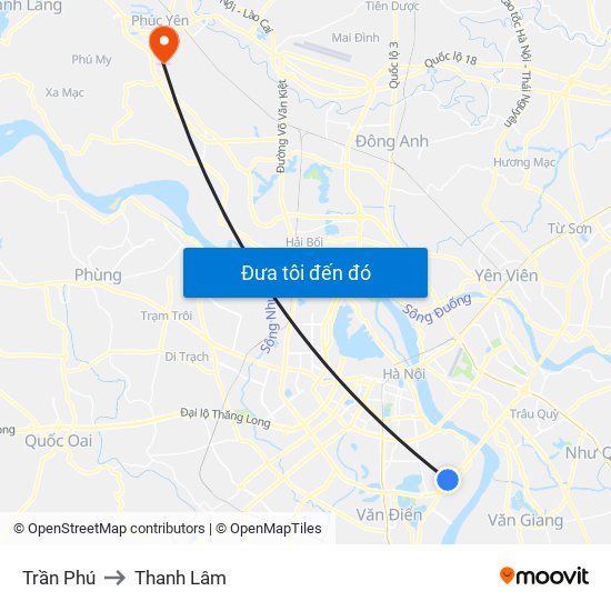 Trần Phú to Thanh Lâm map