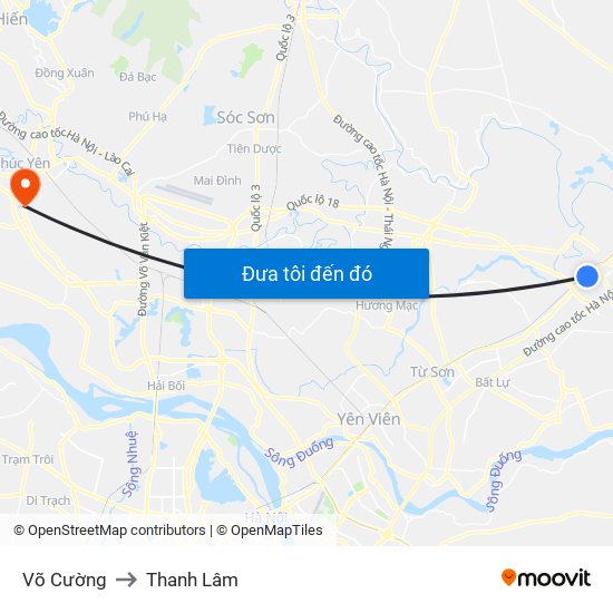 Võ Cường to Thanh Lâm map