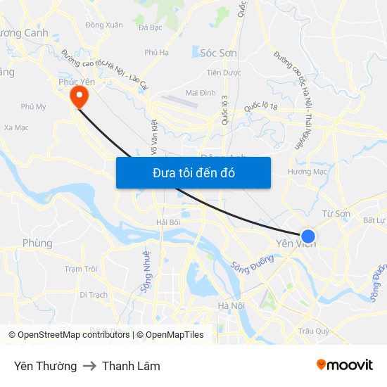 Yên Thường to Thanh Lâm map