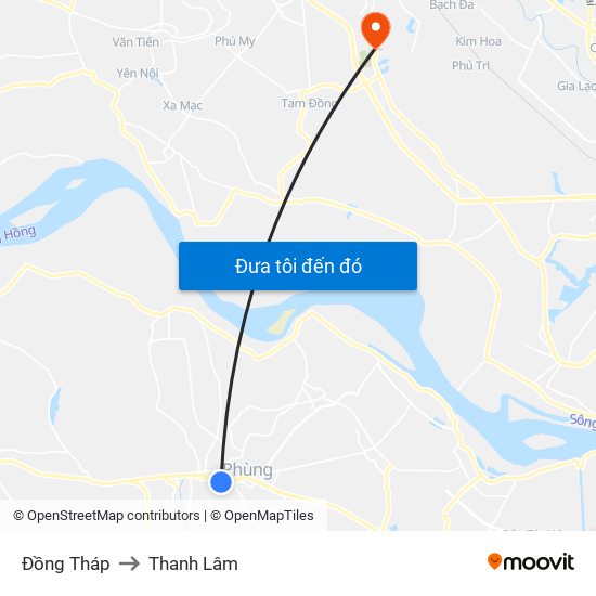 Đồng Tháp to Thanh Lâm map