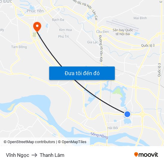 Vĩnh Ngọc to Thanh Lâm map