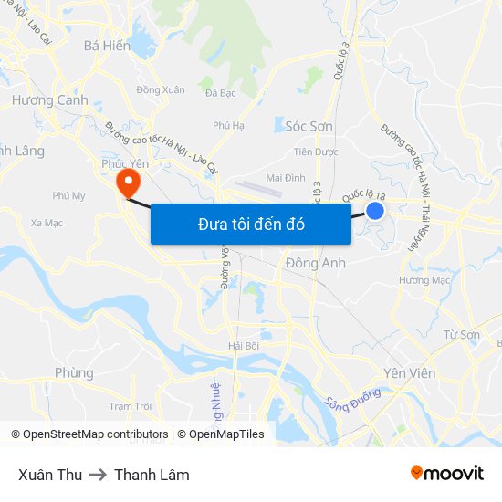 Xuân Thu to Thanh Lâm map