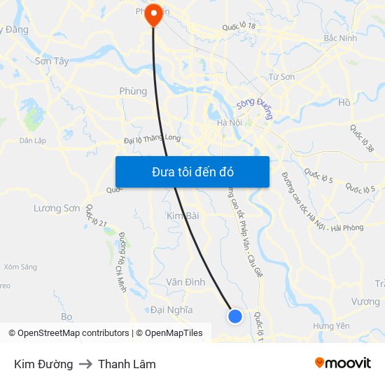 Kim Đường to Thanh Lâm map