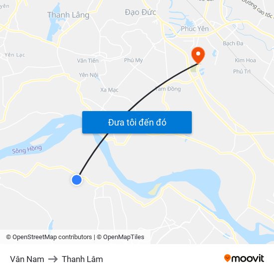 Vân Nam to Thanh Lâm map