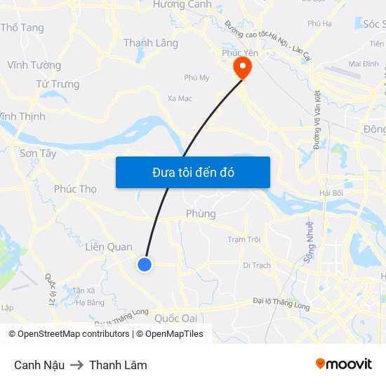 Canh Nậu to Thanh Lâm map