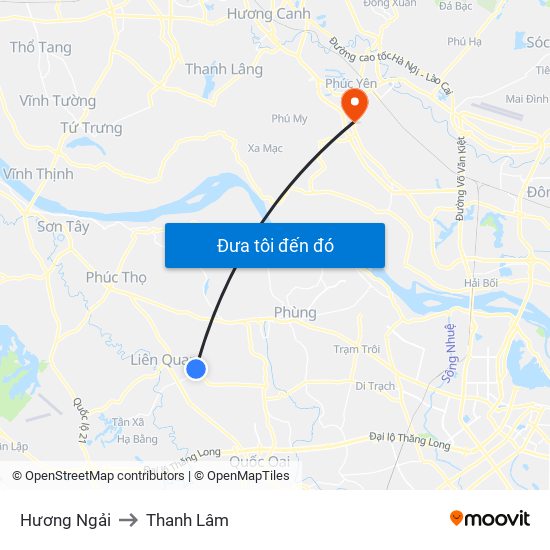 Hương Ngải to Thanh Lâm map