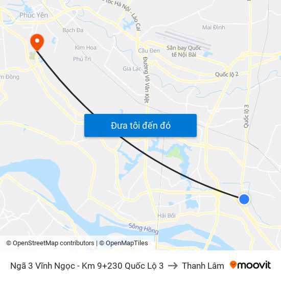 Ngã 3 Vĩnh Ngọc - Km 9+230 Quốc Lộ 3 to Thanh Lâm map