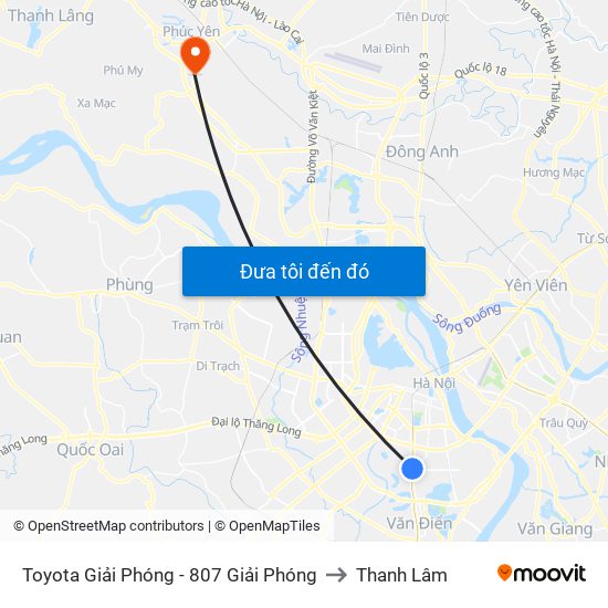 Toyota Giải Phóng - 807 Giải Phóng to Thanh Lâm map