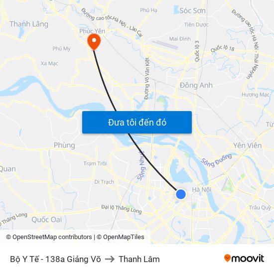 Bộ Y Tế - 138a Giảng Võ to Thanh Lâm map