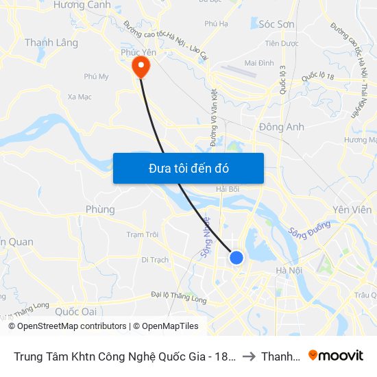 Trung Tâm Khtn Công Nghệ Quốc Gia - 18 Hoàng Quốc Việt to Thanh Lâm map