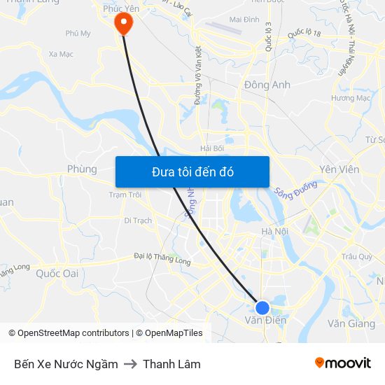 Bến Xe Nước Ngầm to Thanh Lâm map
