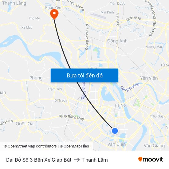 Dải Đỗ Số 3 Bến Xe Giáp Bát to Thanh Lâm map