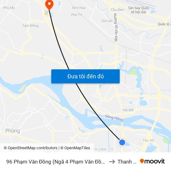 96 Phạm Văn Đồng (Ngã 4 Phạm Văn Đồng - Xuân Đỉnh) to Thanh Lâm map